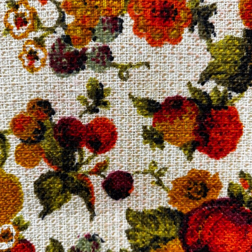 Floral Upholstery Burlap Cut Fabric, MCM Vintage - Picture 13 of 14